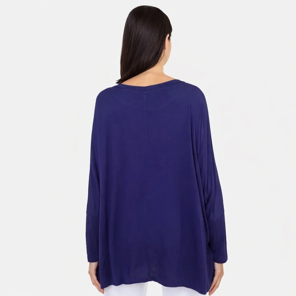 CLEARANCE Effortless Style Dolman Oversized Tunic Top Navy Blue Size Medium
